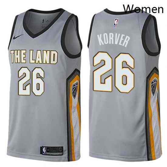 Womens Nike Cleveland Cavaliers 26 Kyle Korver Swingman Gray NBA Jersey City Edition
